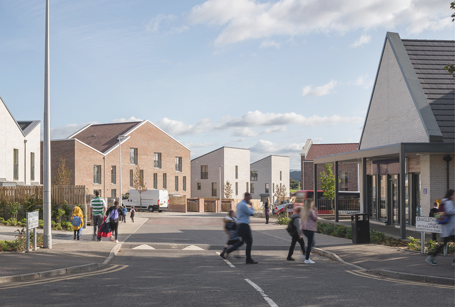 An image of the buildings and people using spaces of Fraser Avenueue 