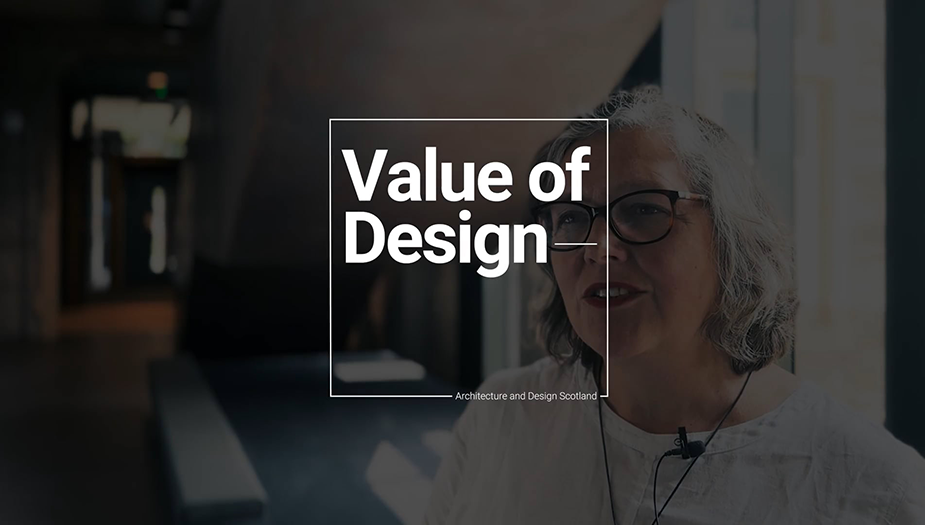 A still taken from Ann Allen's Value of Design video with the visual identity 'Value of Design'