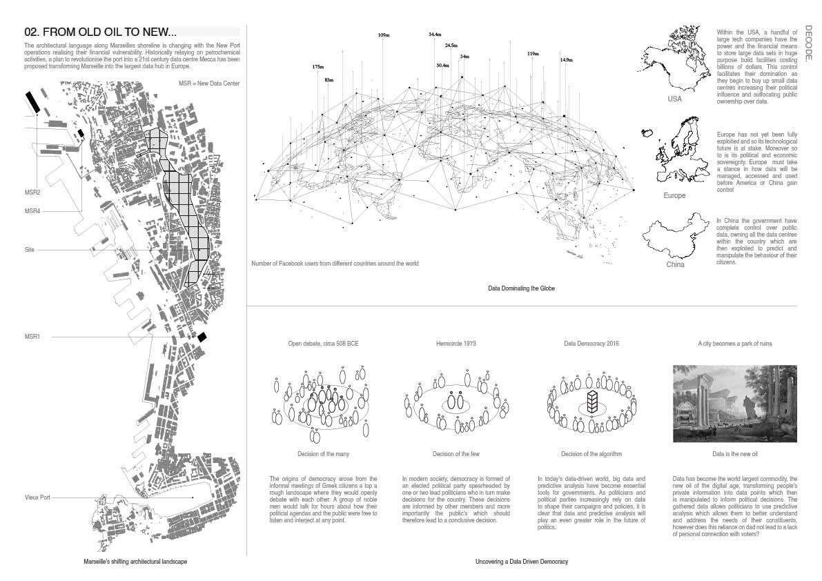 A closer look from a map showing location of Marseille of DECODE by 2024 Student Award winner Euan Clarke.