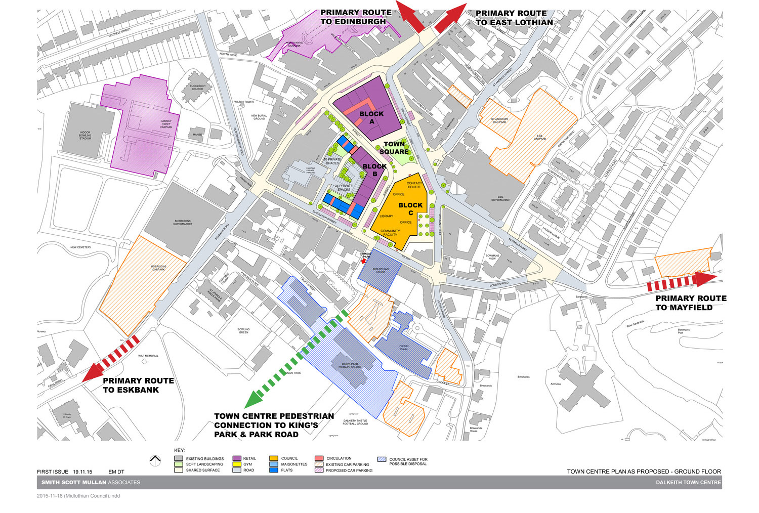 Drawing of Dalkeith town centre site plan