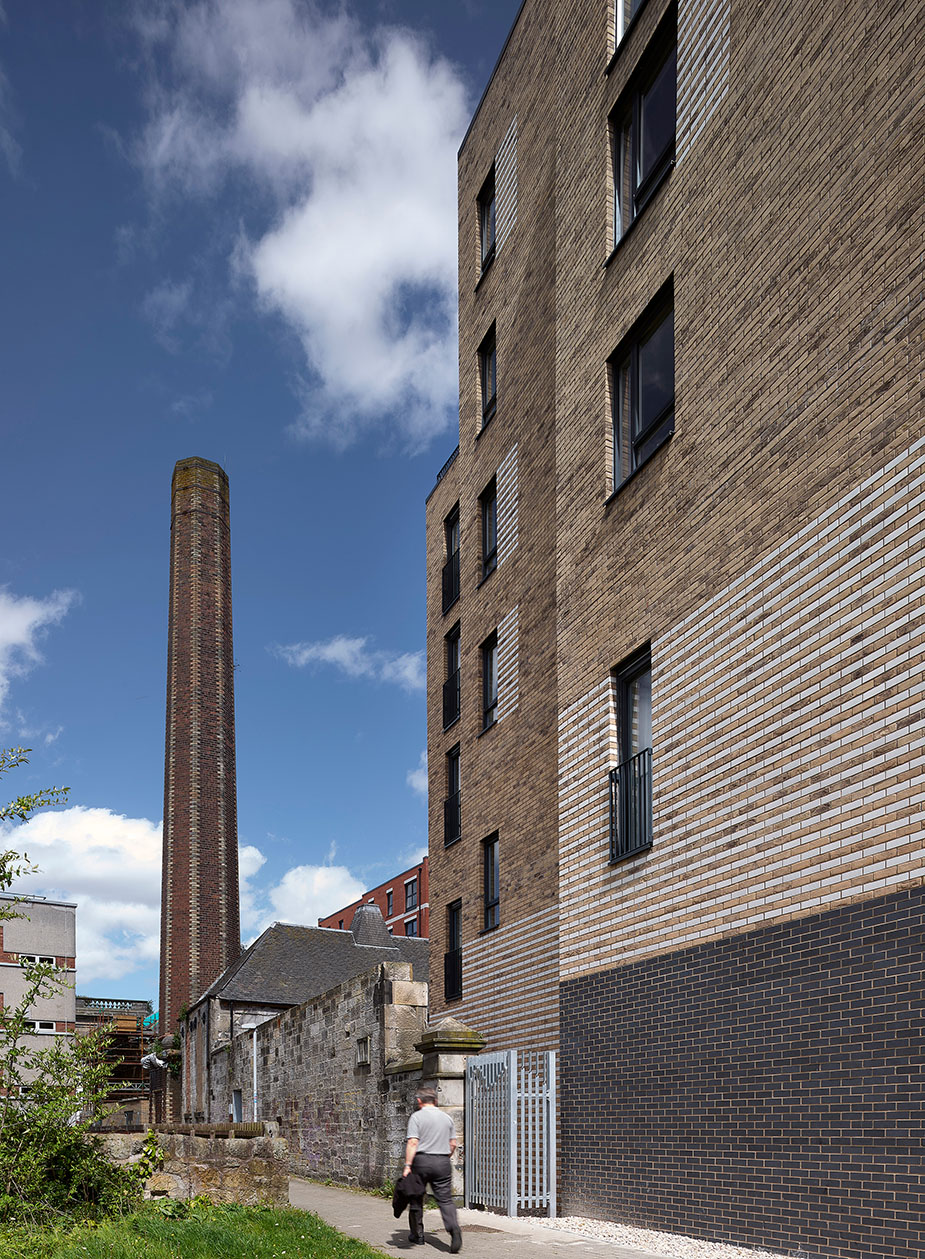 Image of the Linen Quarter building after refurbishment showing walkway