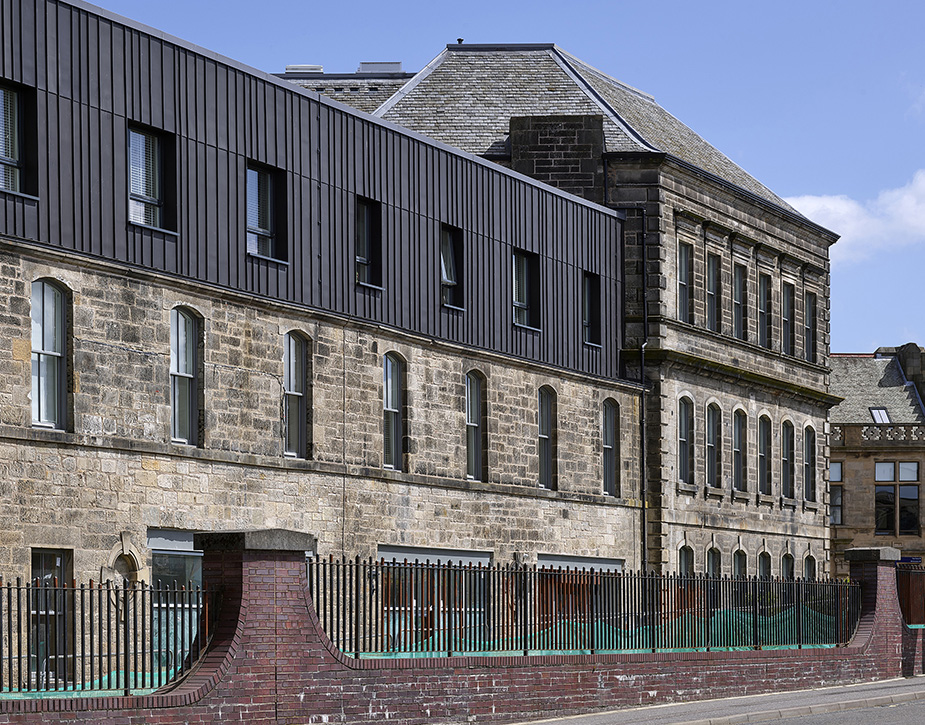 Elevation of exising building in the Linen Quarter after refurbishment