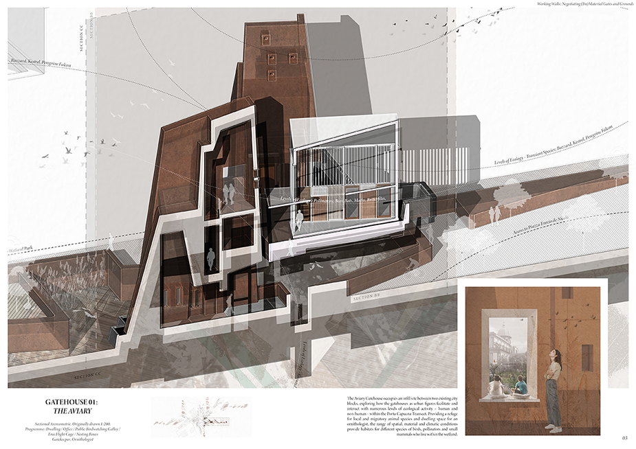 Cross section of a building from the project Working Walls by 2024 Student Award winners Briony Potter and Isabelle Warren