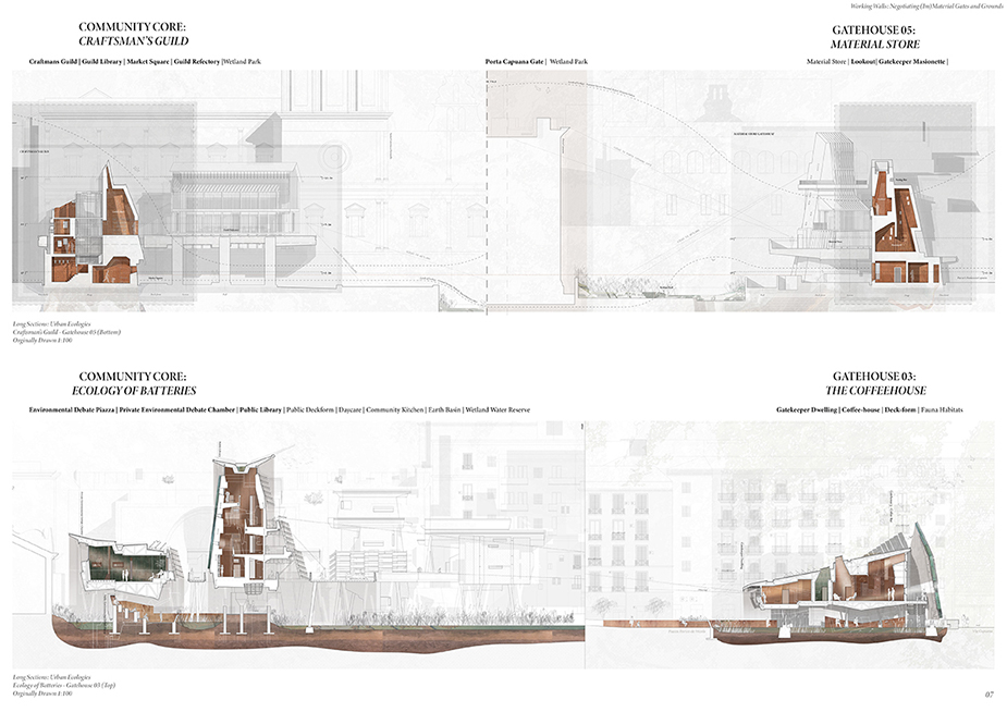 Cross section of craftsman's guid and building from the project Working Walls by 2024 Student Award winners Briony Potter and Isabelle Warren